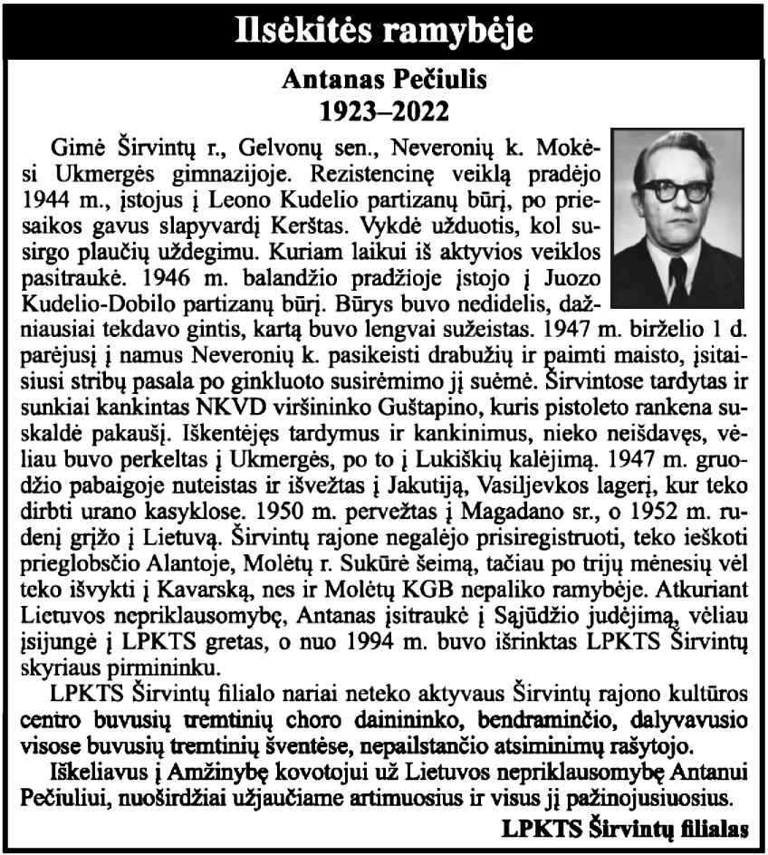 Antanas-Pečiulis „Tremtinys“, 2022 Nr. 35
